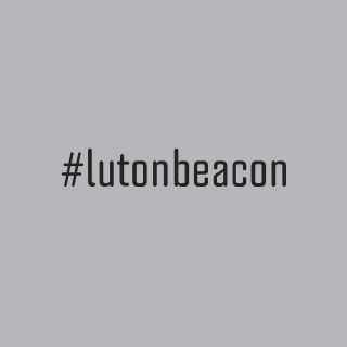 Black text on light grey background, reading #lutonbeacon.